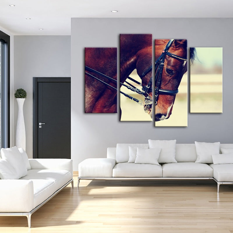4-Teilig Anmutige Halfterpferd - Leinwand Wandkunst Gemälde