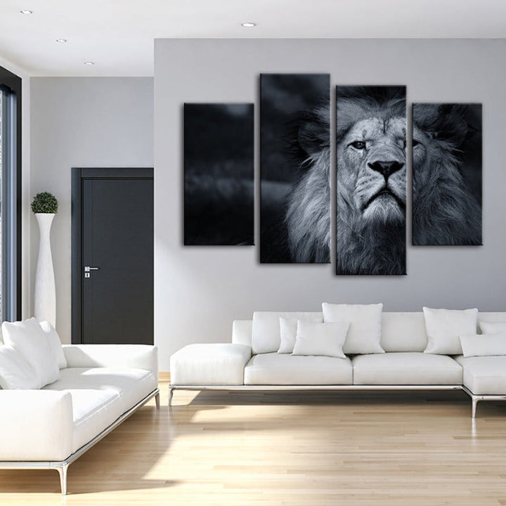 4 Teile Grau-Papier Lion - Leinwand Wandkunst Malerei