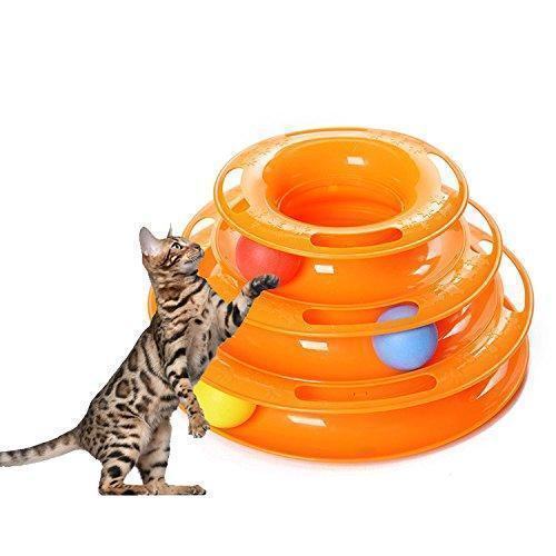 Drei-Lagen Bunter Katzen-Tracks-Turm Spielzeug | Karnz