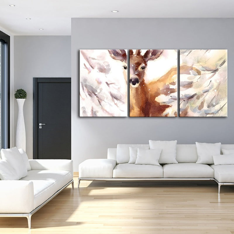 Junges, elegantes Reh – Leinwandbild, 3-teilig