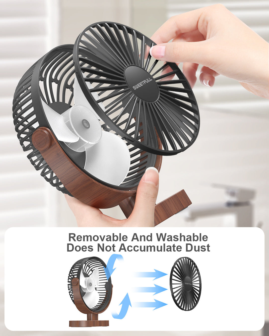 6,5 Zoll USB Kleiner Tischventilator für Zuhause Büro Auto Outdoor Reisen | Karnz