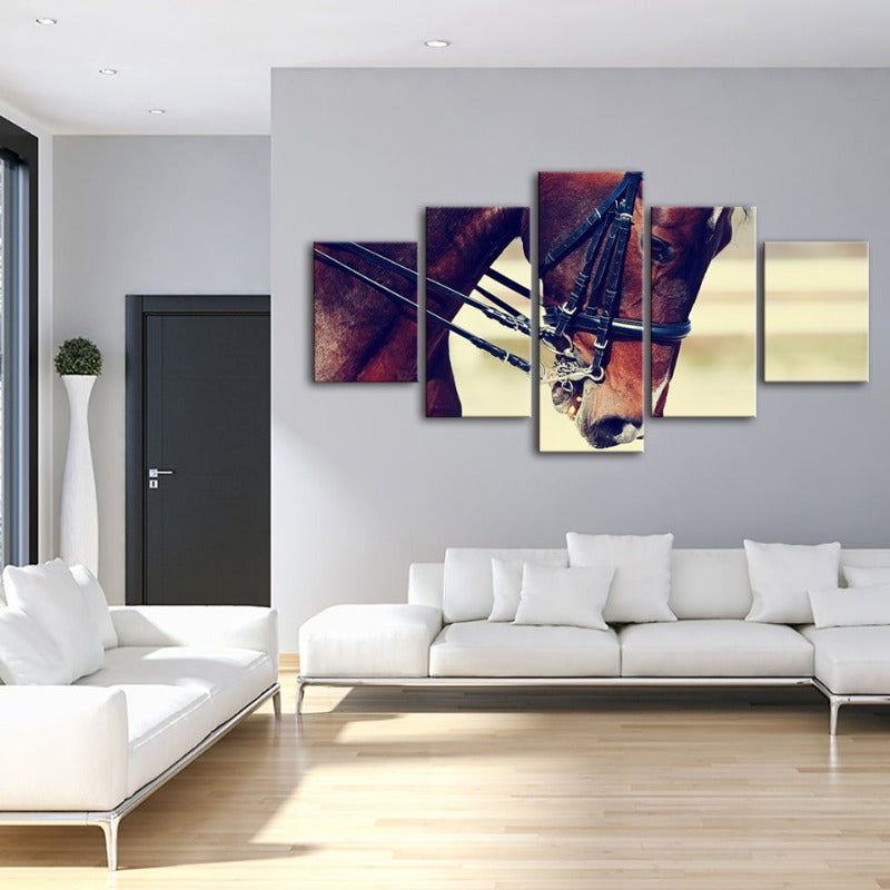 5 Stück Anmutige Halfterpferd - Leinwand Wandkunst Gemälde