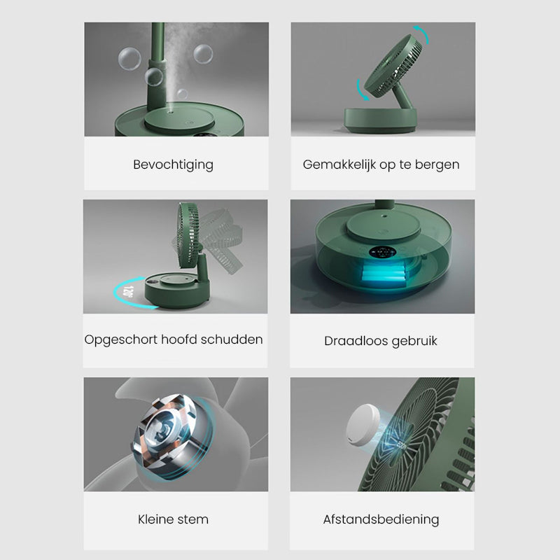 Portae Rechargeae Teleskope-Ventilator mit geräuscharmem Design und einstellbarer Höhe