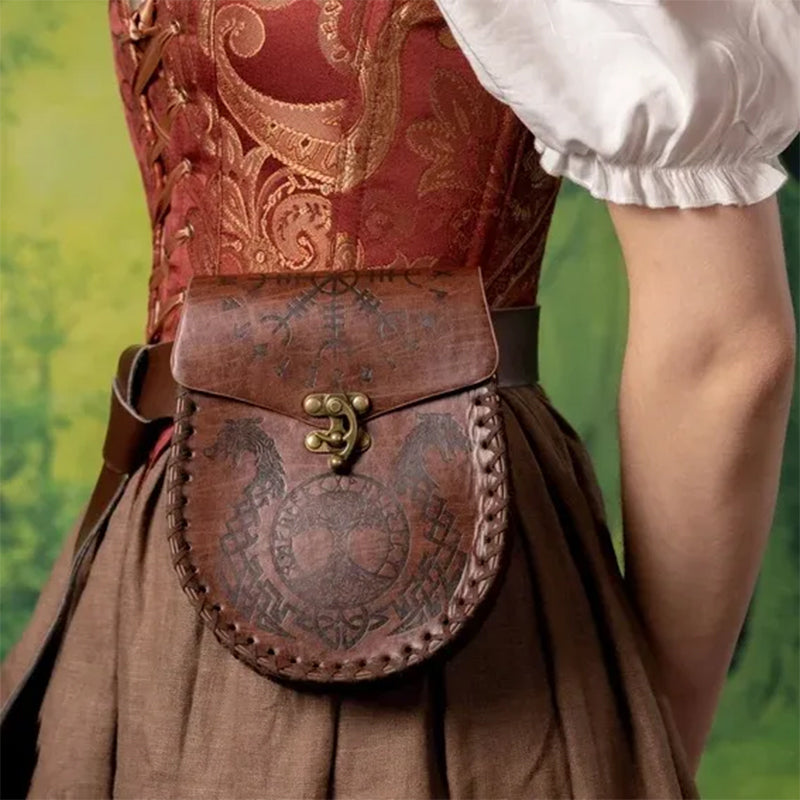 mittelalterliche nordische Gürteltasche aus geprägtem Leder