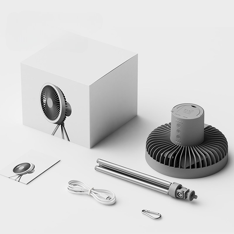 Tragbarer wiederaufladbarer Ventilator mit LED und integriertem Powerbank | Karnz