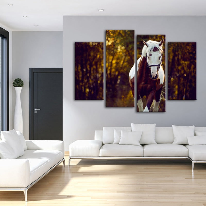 4 Stück Courtly Overo Pferd - Leinwand Wandkunst Malerei