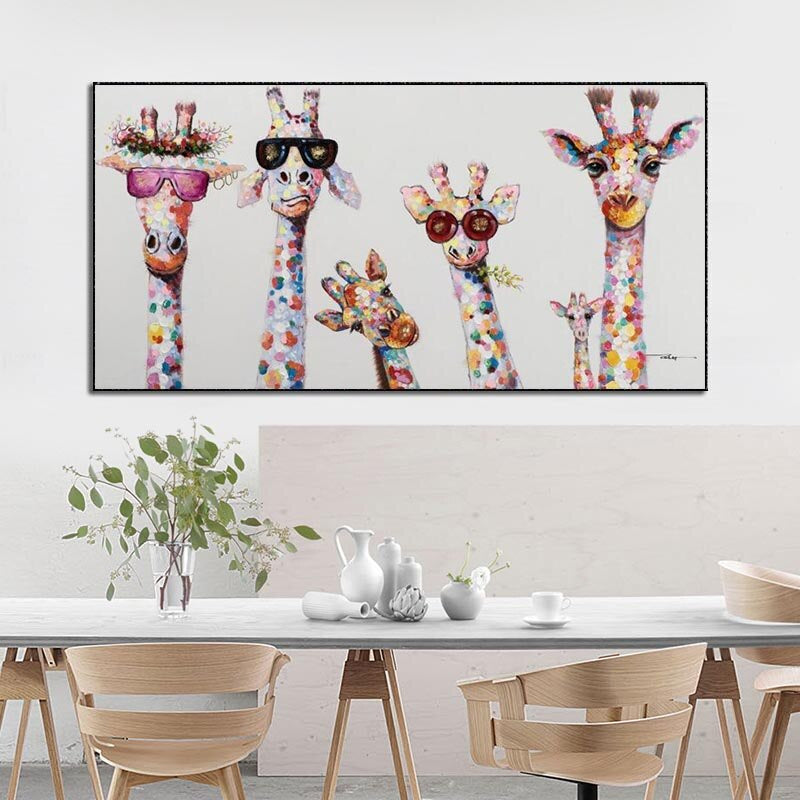 Cartoon-Giraffen - Leinwand Wandkunst Malerei