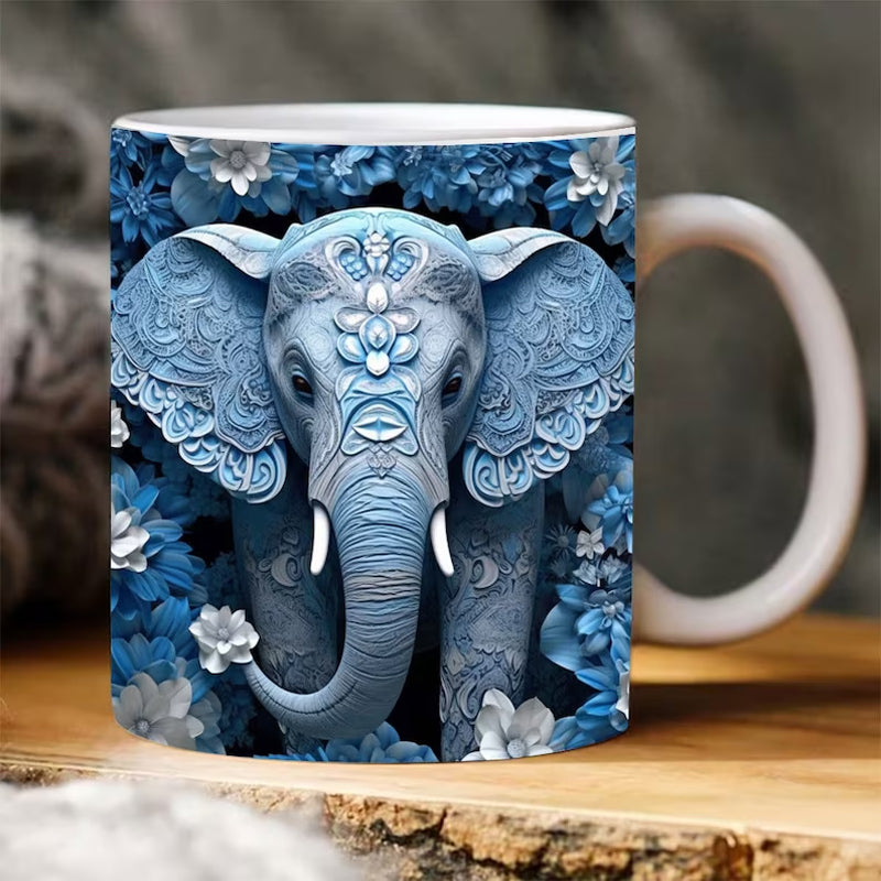 3D Elefanten Blumen Tasse | Karnz