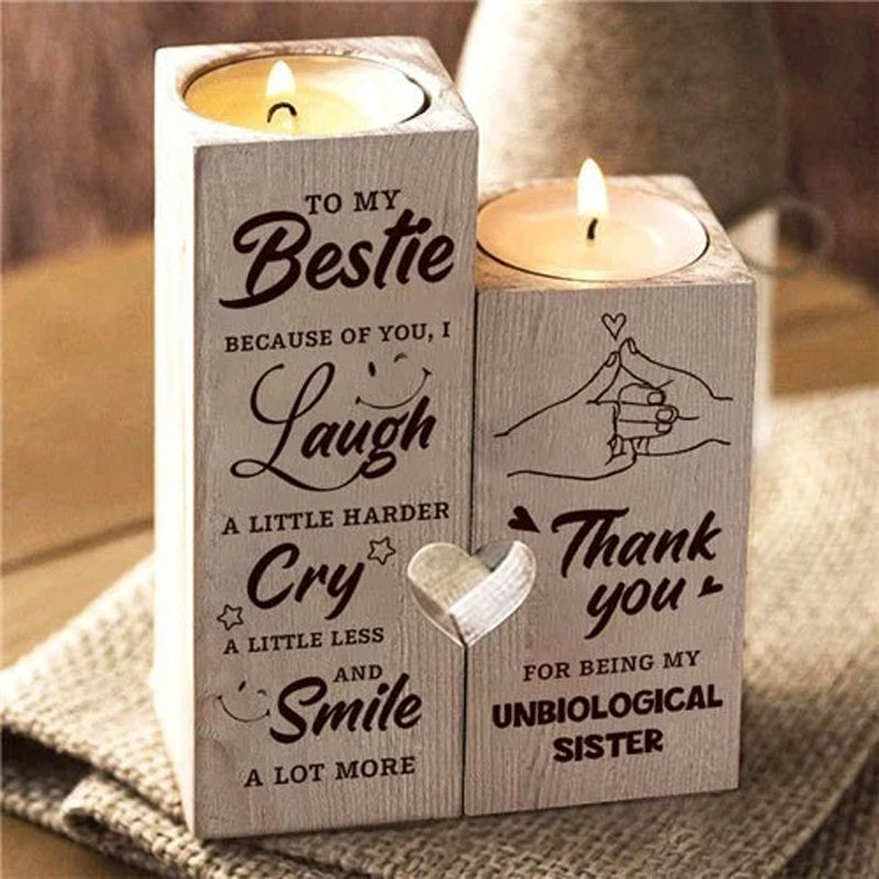 Smile A Lot More - Holz Teelichthalter mit Kerze Geschenk für Ihre Lieben | Karnz