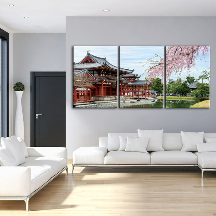 Wunderschöne Kirschblüten-Leinwand Wandkunst Gemälde 3 Teile