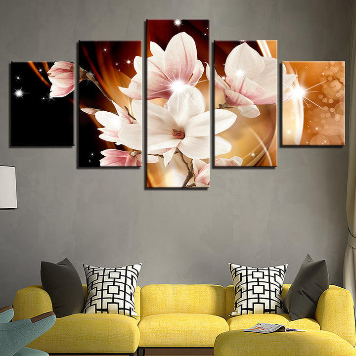 Deep Magnolias 5 Teile - Leinwand Wandkunst Gemälde