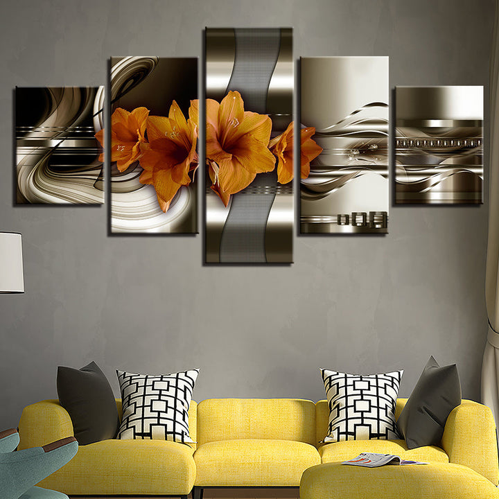 Desaturierte Amaryllis 5 Stück - Leinwand Wandkunst Gemälde