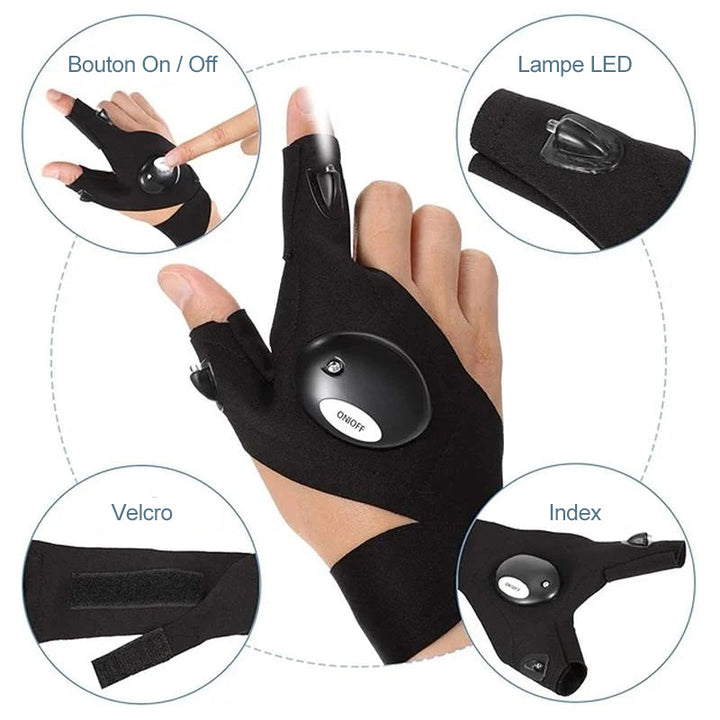 Handschuhe mit wasserdichten LED-Lichtern | Karnz