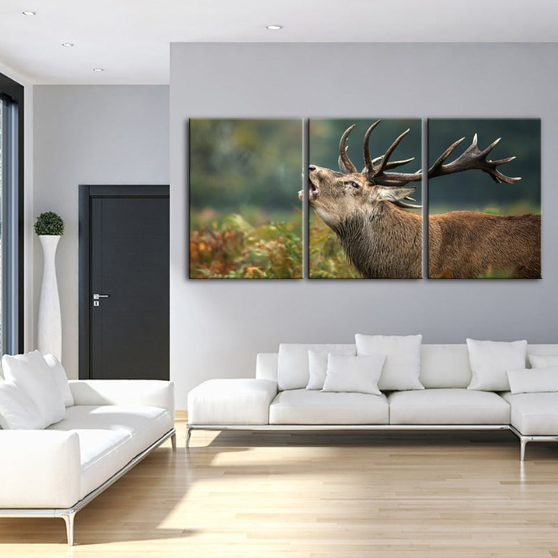Blöken Elk - Leinwand Wandkunst Malerei 3 Teile