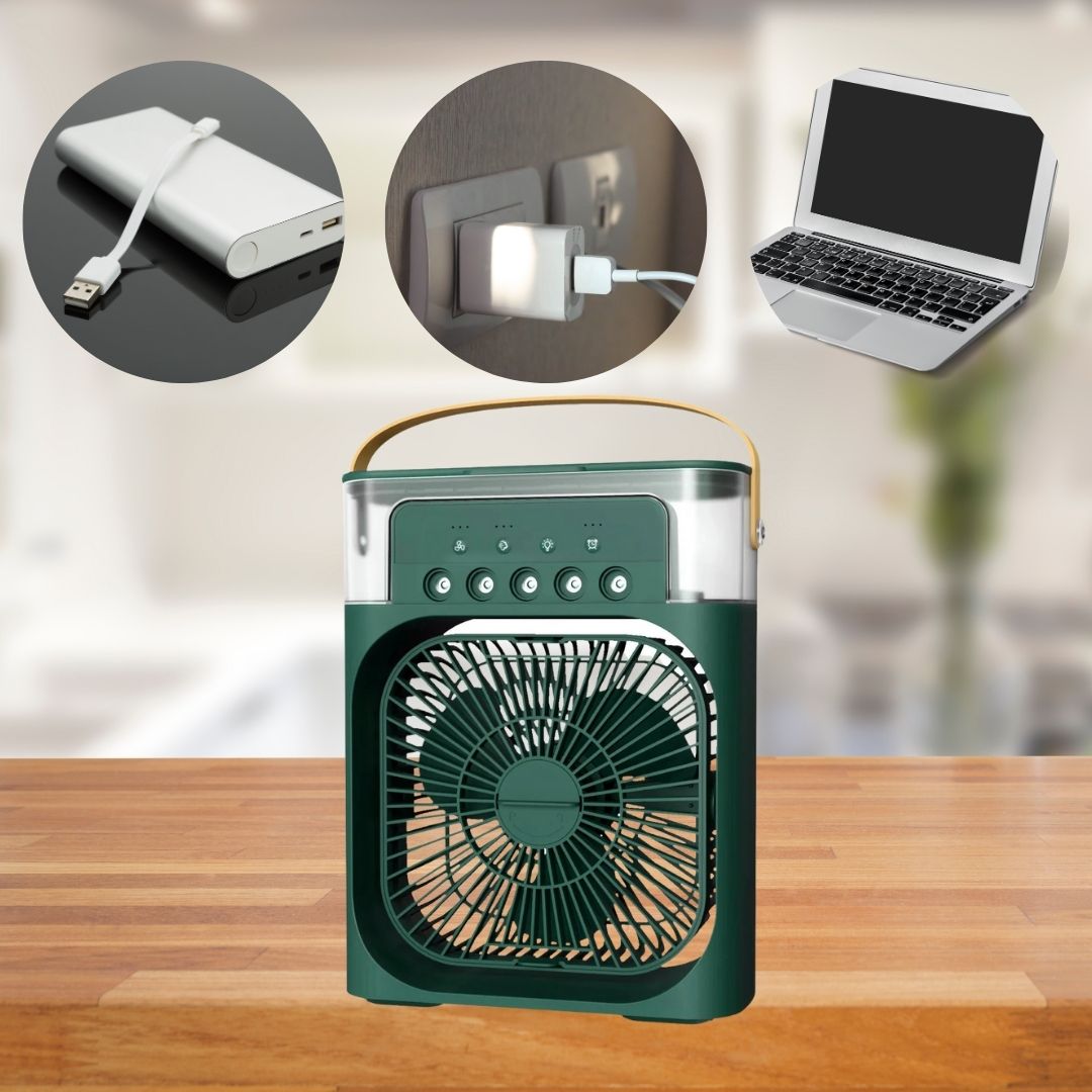 3-in-1 Luftkühler Luftbefeuchter | Tragbar, einstellbare Lüftergeschwindigkeiten & Ideal für Schlafzimmer, Büros & kleine Räume | Karnz