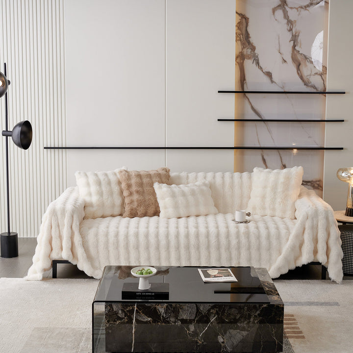 Luxe Ripple Faux Fur Sofa Cover - Modern, Stylisch & Langlebig Sofa Schutz | Karnz