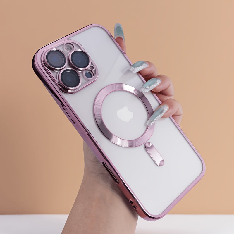 Magnetische TPU-Handyhülle Transparent Silber für iPhone 11–17