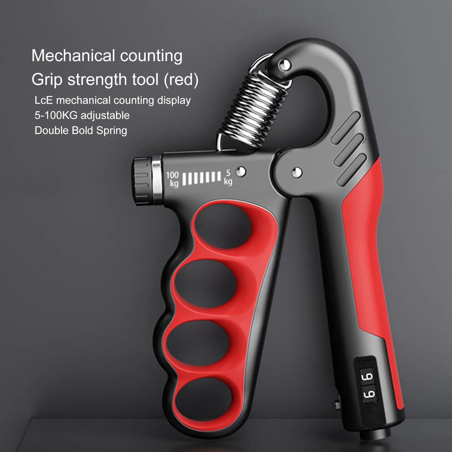 Verstellbarer Handtrainer | 5–100 kg Widerstand | Wiederholungszähler | Rutschfeste Griffe
