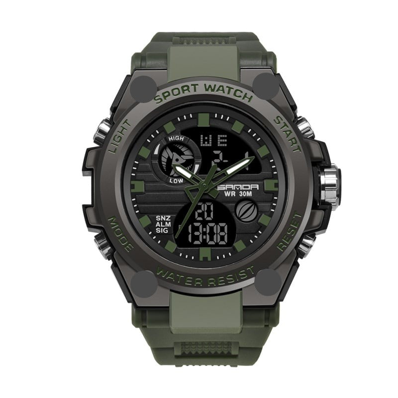 Sportliche Herrenarmbanduhr mit Dual-Display-Modus, multifunktional, wasserdicht und leuchtend