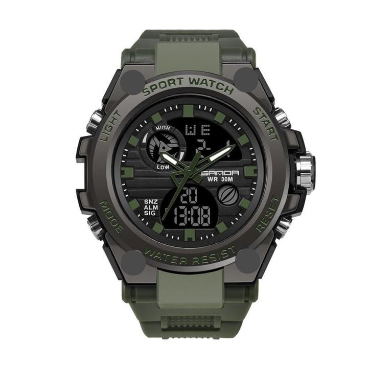 Sportliche Herrenarmbanduhr mit Dual-Display-Modus, multifunktional, wasserdicht und leuchtend