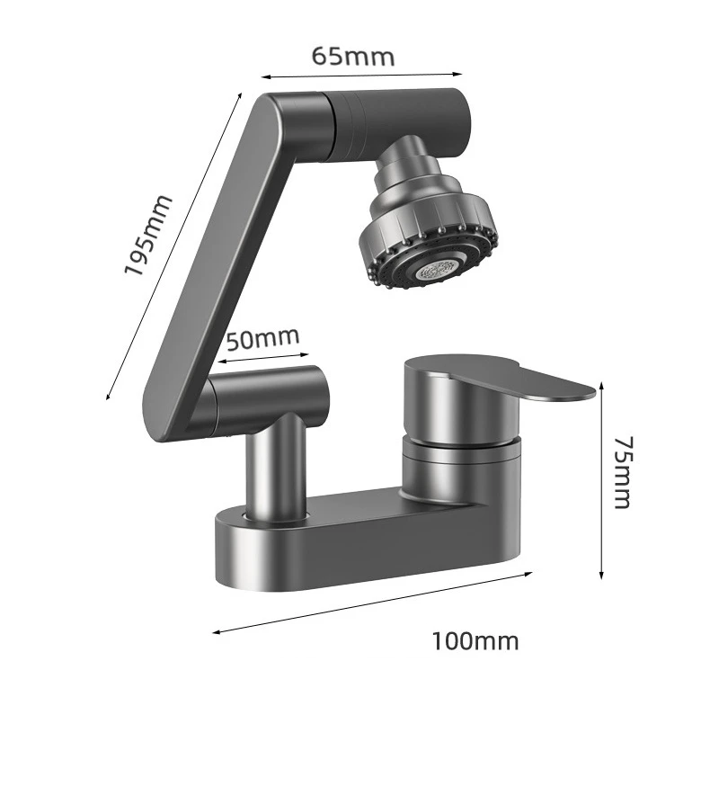 Aqua Twist Duo-Flex Waschbeckenmischer – 360° schwenkbarer Zwei-Loch-Armatur für heißes und kaltes Wasser Karnz