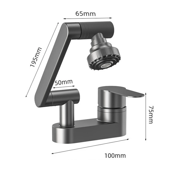 Aqua Twist Duo-Flex Waschbeckenmischer – 360° schwenkbarer Zwei-Loch-Armatur für heißes und kaltes Wasser Karnz