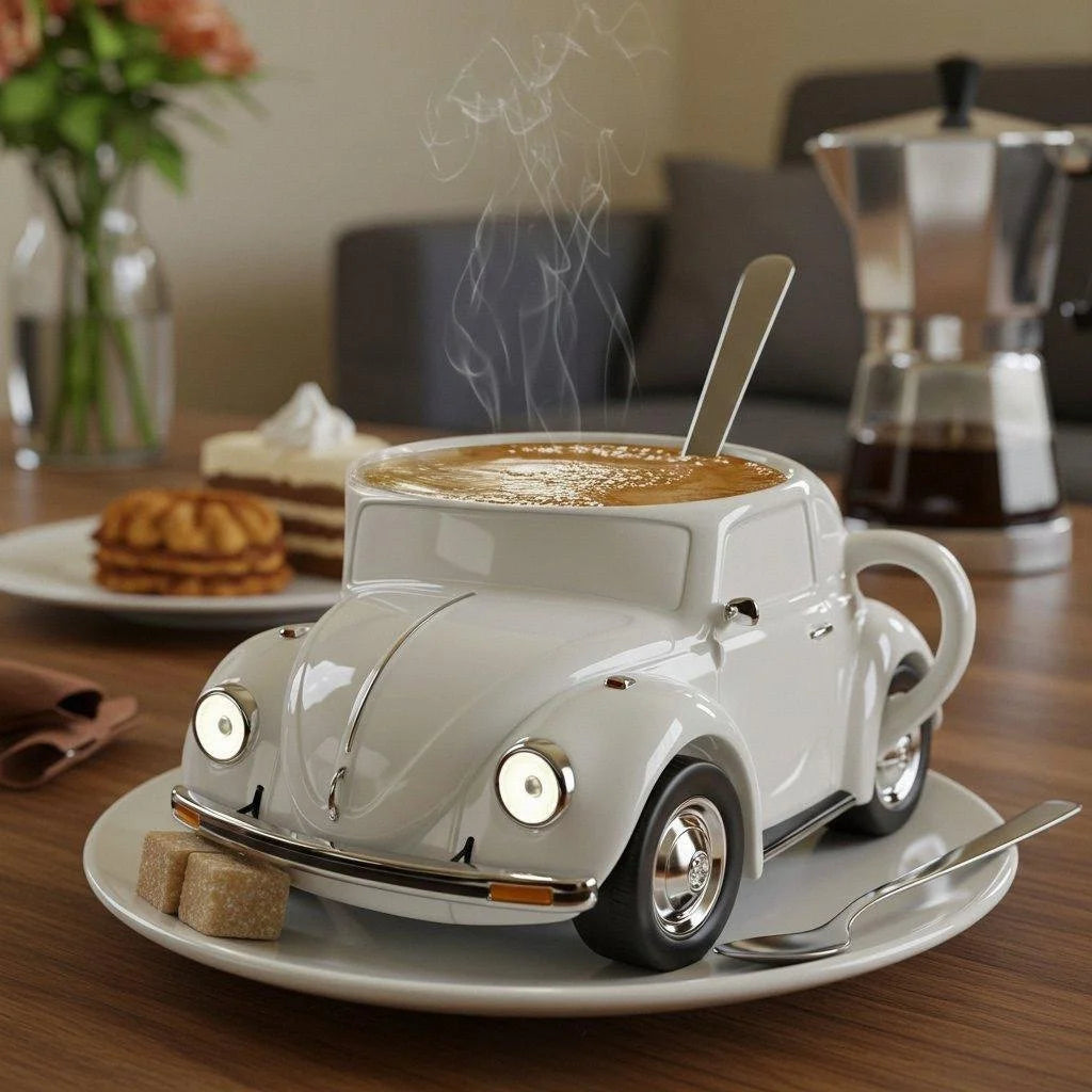 RetroCar Keramik-Kaffeebecher – Einzigartiges 3D-Design für Kaffee und Tee