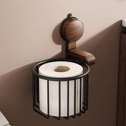 Walnuss Holz Toilettenpapierhalter – Lochfrei mit Saugnapf | Karnz