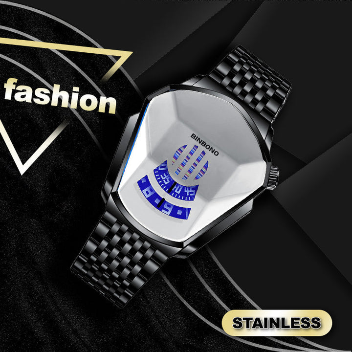 Herren-Quarzuhr im Diamant-Stil