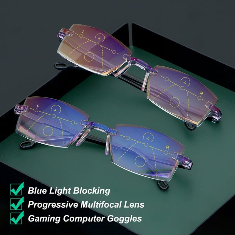 Neue Bifokal-Gleitsichtbrille mit Blaulichtfilter und ultraleichte Lesebrille