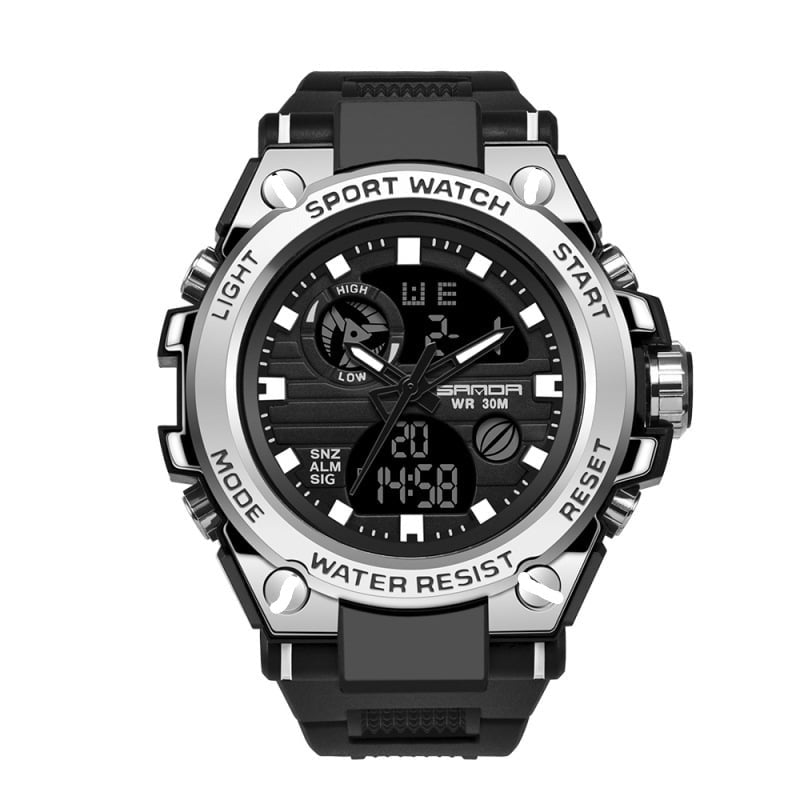 Sportliche Herrenarmbanduhr mit Dual-Display-Modus, multifunktional, wasserdicht und leuchtend