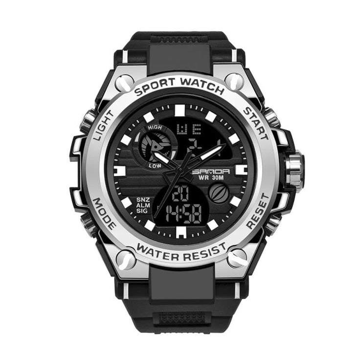 Sportliche Herrenarmbanduhr mit Dual-Display-Modus, multifunktional, wasserdicht und leuchtend