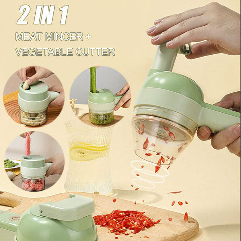 4 In 1 Handheld Elektrischer Gemüseschneider Set | Karnz