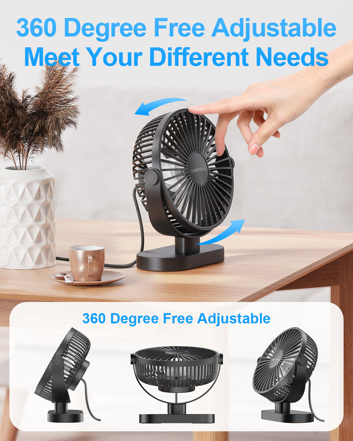 6,5 Zoll USB Kleiner Tischventilator für Zuhause Büro Auto Outdoor Reisen | Karnz