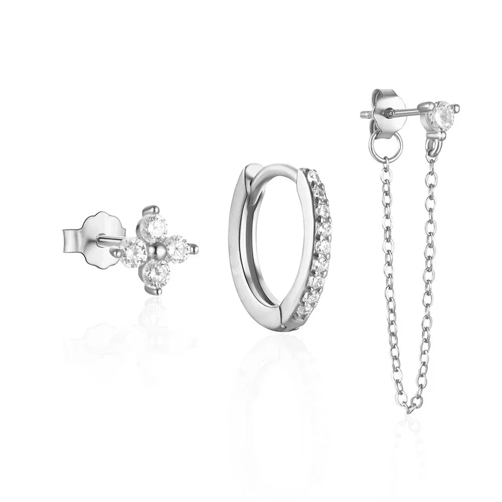 Karnz | 3er Set Zierliche Florale Quaste Ketten Ohrringe