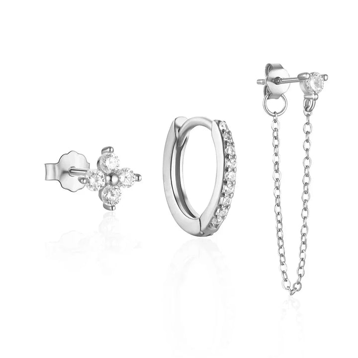 Karnz | 3er Set Zierliche Florale Quaste Ketten Ohrringe