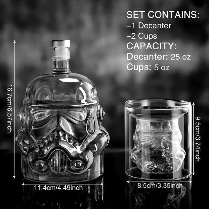 3 Stück kreative Whiskey Dekanter mit 2 Gläsern Barutensilien | Karnz