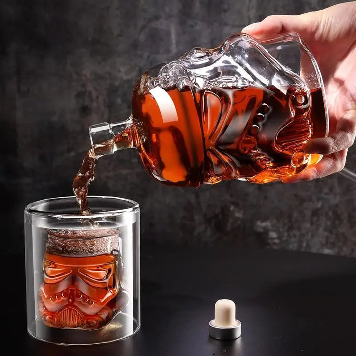 3 Stück kreative Whiskey Dekanter mit 2 Gläsern Barutensilien | Karnz