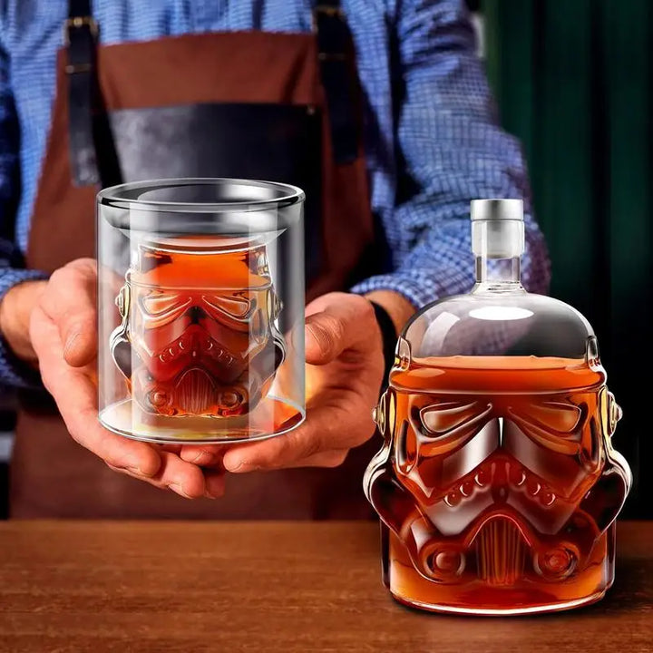 3 Stück kreative Whiskey Dekanter mit 2 Gläsern Barutensilien | Karnz