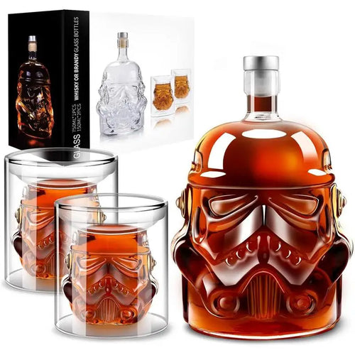 3 Stück kreative Whiskey Dekanter mit 2 Gläsern Barutensilien | Karnz
