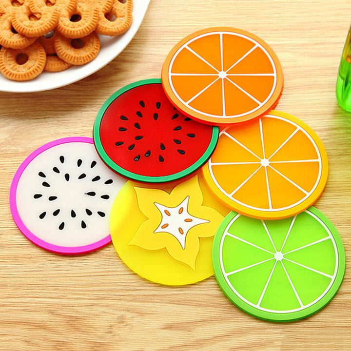 6 Stück Bunte Silikon Obst Untersetzer Teetassenmatte Schüsselheber