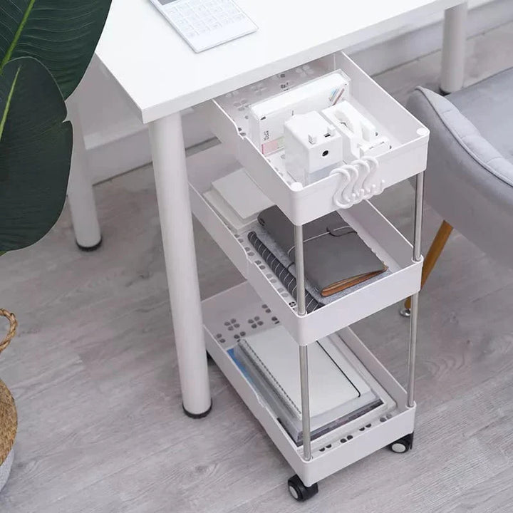 4-TierSlim-Speicherwagen Küche Badezimmer Mobiles Regal mit beweglichen Rädern Karnz