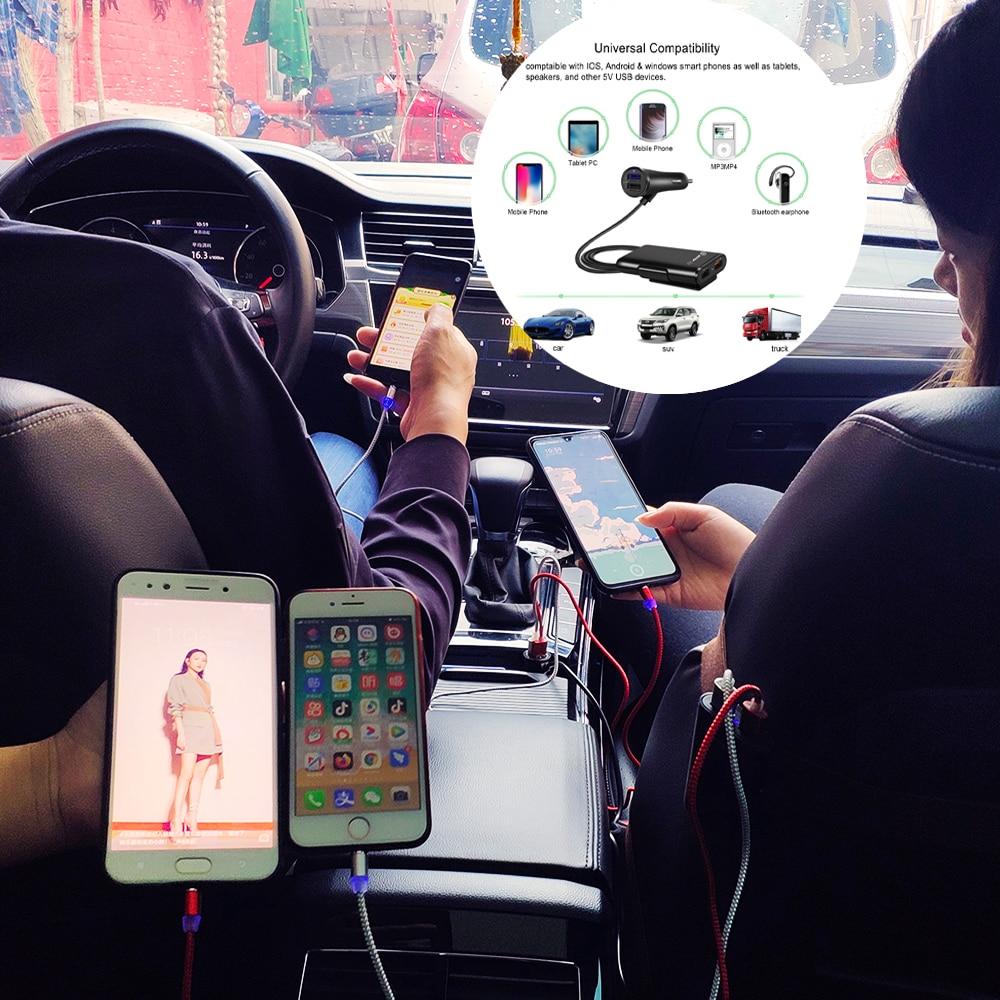 4-Port USB Auto-Ladegerät mit Verlängerungskabel | Karnz