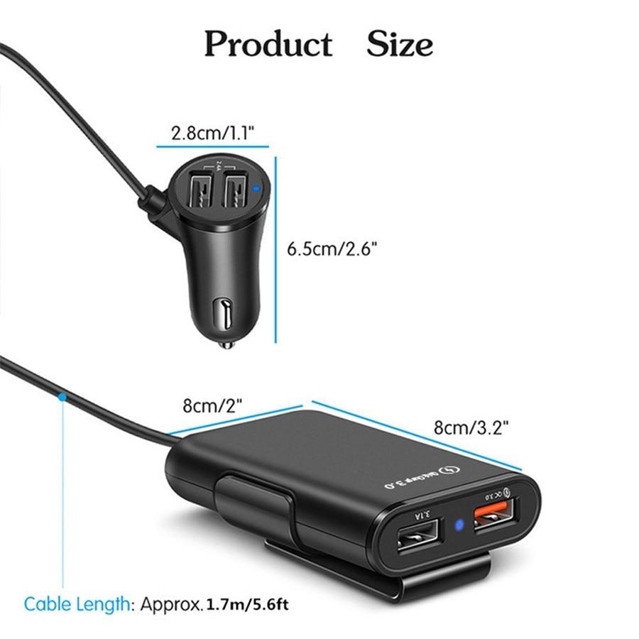 4-Port USB Auto-Ladegerät mit Verlängerungskabel | Karnz