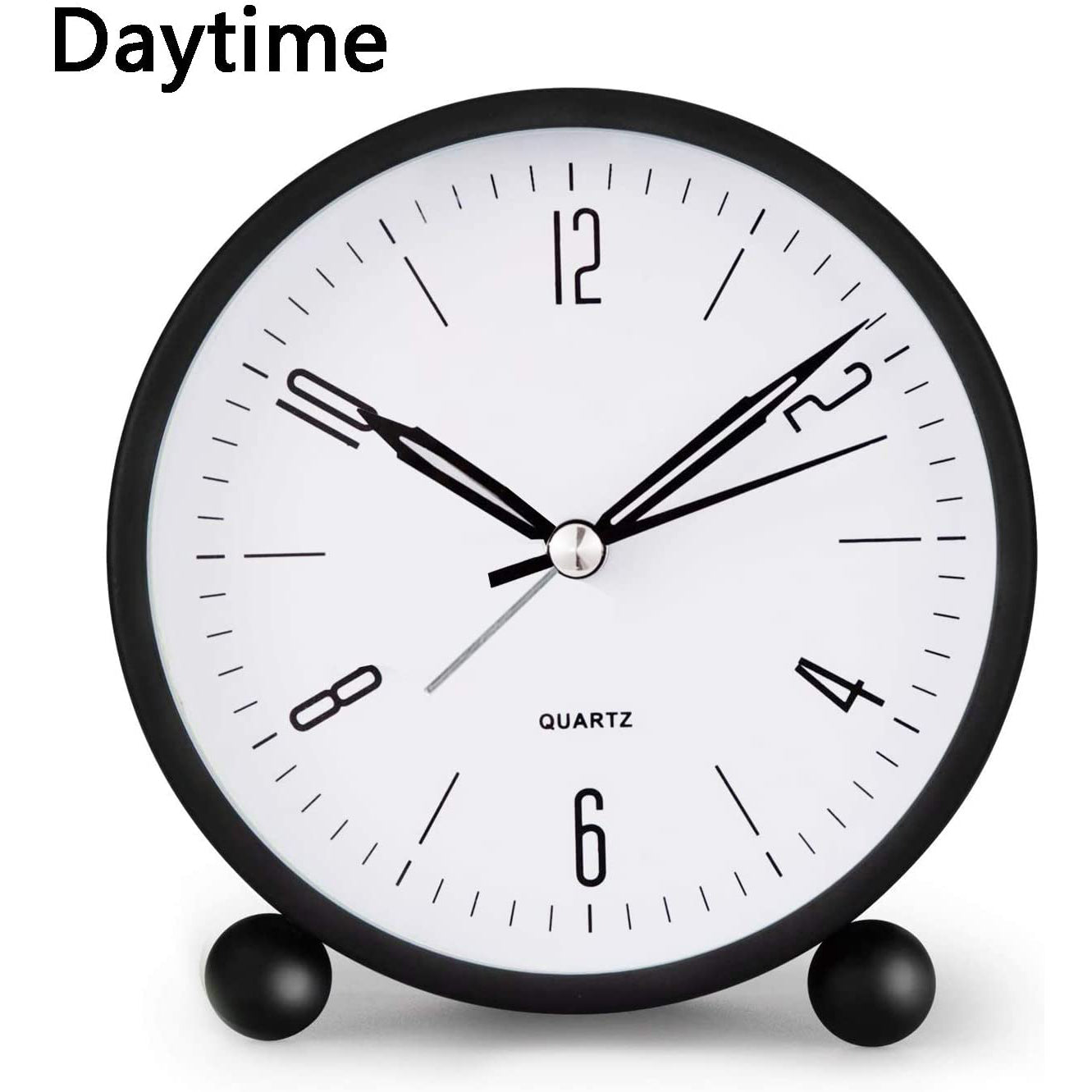 4" Superleise, tickfreie analoge Uhr mit Nachtlicht