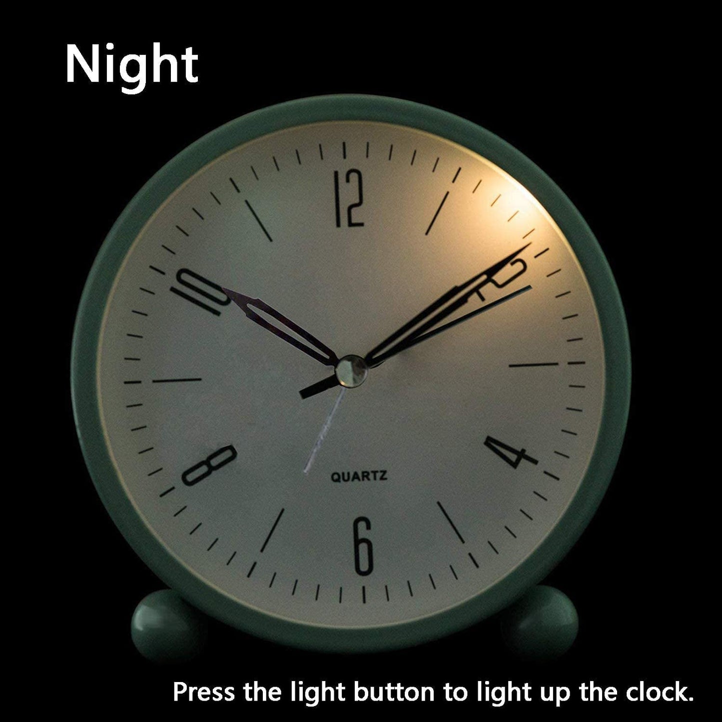 4" Superleise, tickfreie analoge Uhr mit Nachtlicht