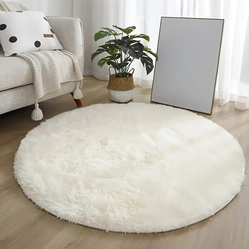 Gemütlicher runder Plüsch-Teppich – Ultraweicher Teppich für Wohnzimmer & Schlafzimmer | Karnz