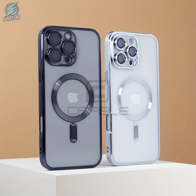 Magnetische TPU-Handyhülle Transparent Silber für iPhone 11–17