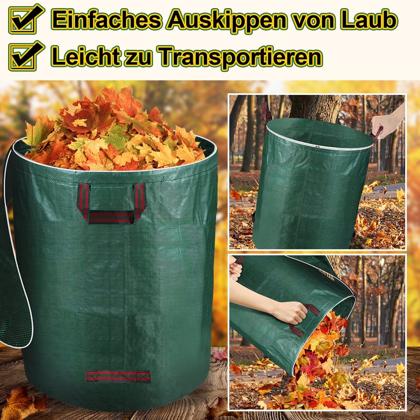 Gartenabfallsack Gartensack 272L mit Deckel | Karnz