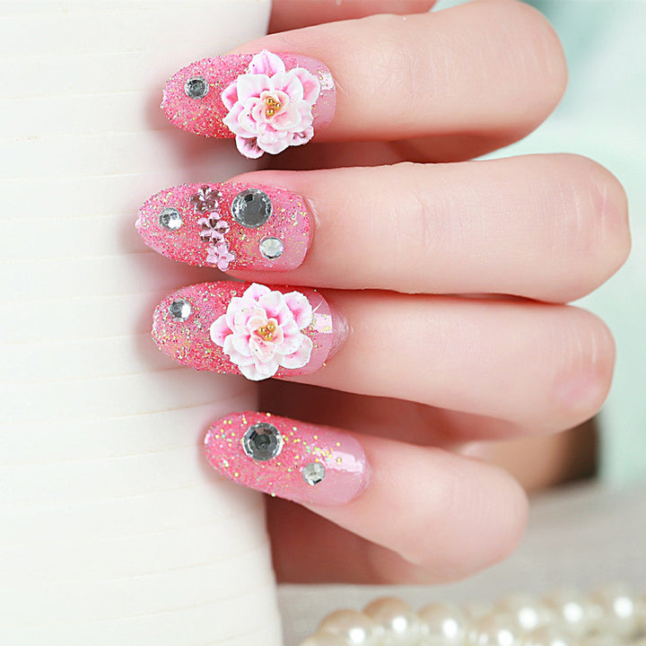 Glitter und Blumen Design Press-On Nagel Set